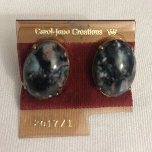 Carol Jane Creations Marbled Oval Clip On Earrings NOC